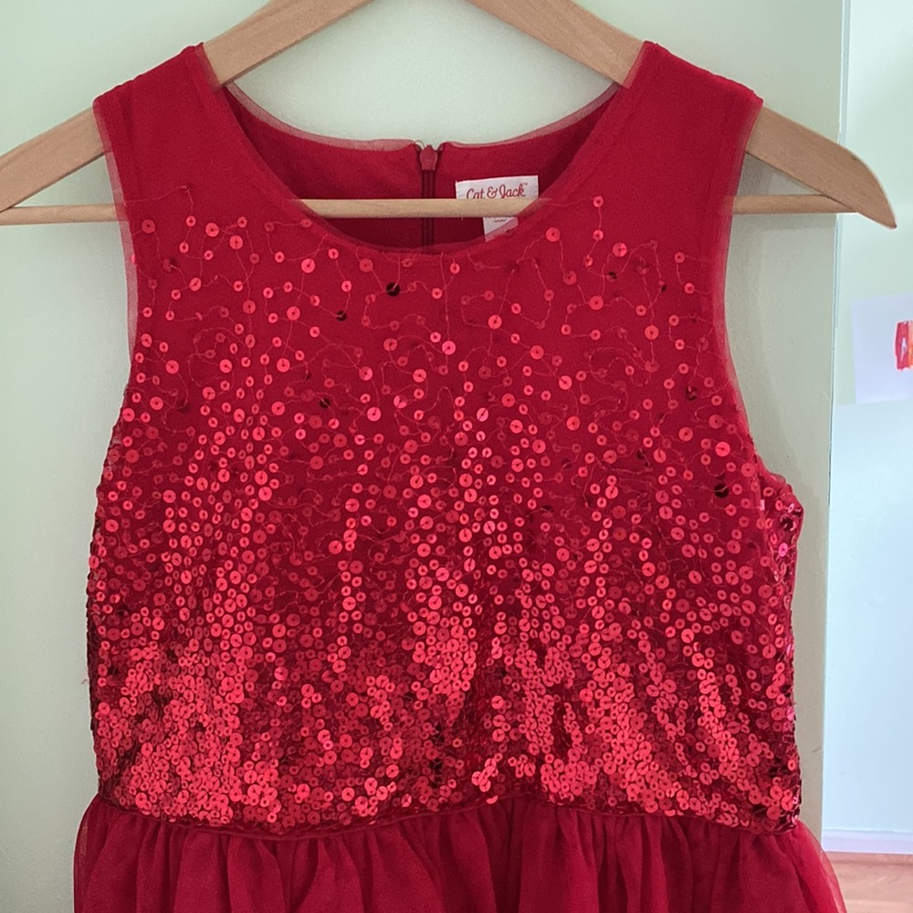 Girl’s Red Sequin Top Dress Sz XL (14-16) - Picture 2 of 5